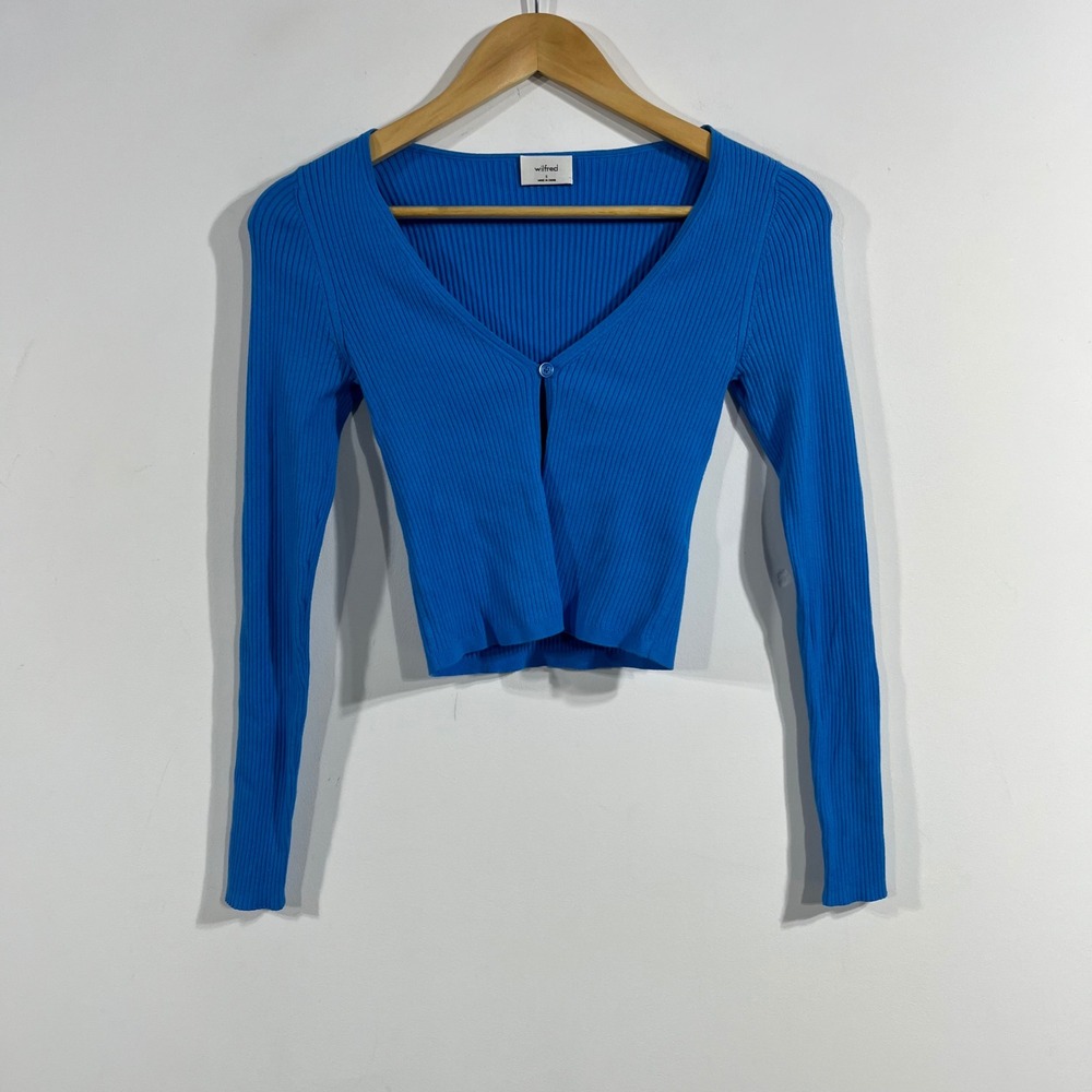 Wilfred Aritzia Preppy Y2K Retro Twee Ribbed Knit Cardigan Top Small Academia